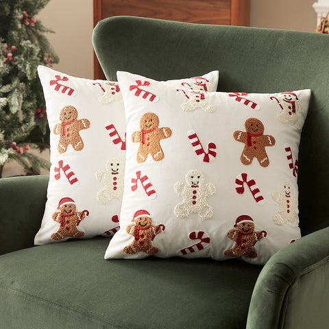 Sonvie Christmas Cushion Covers Set Of 2 Decor, Soft Decorative Square Throw Pillow Cover 45x45cm (18x18 in), Pillows Cases for Bedroom Sofa Couch Decorations