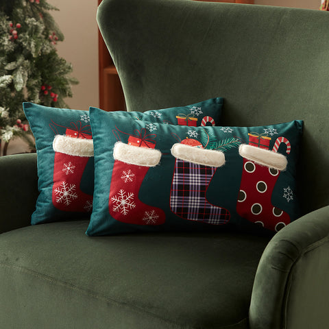 Sonvie Christmas Cushion Covers Set Of 2 Decor, Soft Decorative Square Throw Pillow Cover 45x45cm (18x18 in), Pillows Cases for Bedroom Sofa Couch Decorations