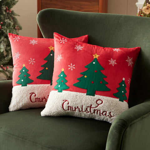 Sonvie Christmas Cushion Covers Set Of 2 Decor, Soft Decorative Square Throw Pillow Cover 45x45cm (18x18 in), Pillows Cases for Bedroom Sofa Couch Decorations
