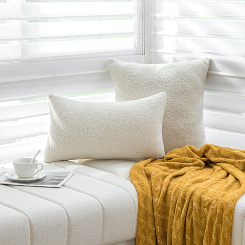 Sonive 2Pcs Teddy fleece Throw Pillow cover Decorative Throw Pillows Cushion Covers