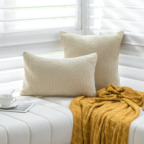 Sonive 2Pcs Teddy fleece Throw Pillow cover Decorative Throw Pillows Cushion Covers