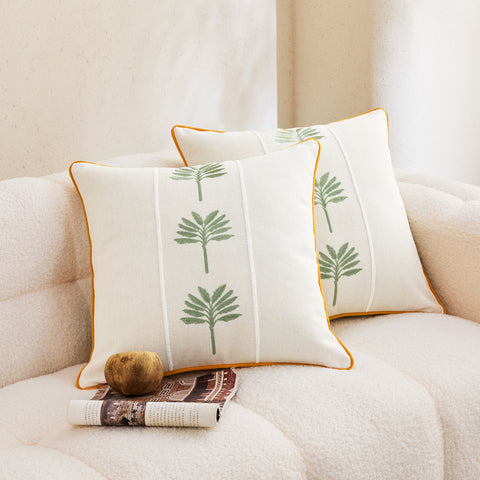 F8 Sonive Cushion Covers 40x40cm Set of 2 Decorative Pillow Covers Woven Embroidered Square Neutral Pillowcases with Invisible Zipper for Sofa Couch Bedroom White