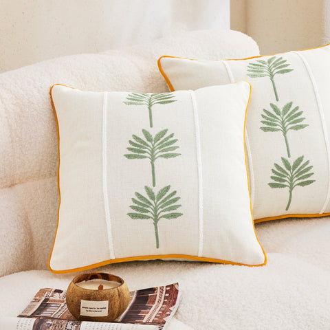 F8 Sonive Cushion Covers 40x40cm Set of 2 Decorative Pillow Covers Woven Embroidered Square Neutral Pillowcases with Invisible Zipper for Sofa Couch Bedroom White