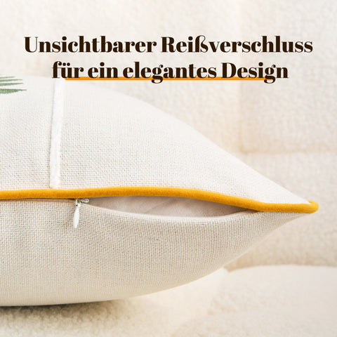 F8 Sonive Kissenbezüge 40x40 2er Set Weiche Gewebte Stickerei-Kissenhülle Dekorative Zierkissenbezüge Quadratische Dekokissenbezüge für Wohnzimmer Schlafzimmer Sofa Weiß