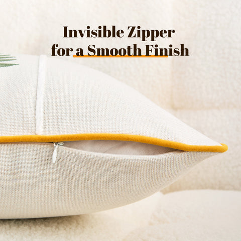 F8 Sonive Cushion Covers 40x40cm Set of 2 Decorative Pillow Covers Woven Embroidered Square Neutral Pillowcases with Invisible Zipper for Sofa Couch Bedroom White