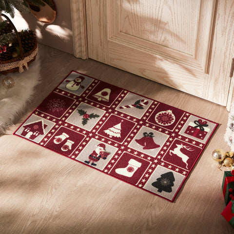 Sonive Christmas Door Mat Indoor, Non-Slip Dirt Trapper Door Mat for Back & Front Door, Carpet Rug Machine Washable Entrance Rug Doormat