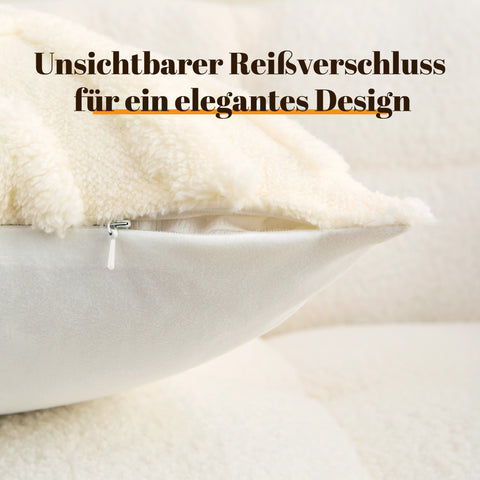 F9 Sonive Kissenbezüge 40x40cm 2er Set Weiche Strickjackard-Kissenhülle Dekorative Zierkissenbezüge Quadratische Dekokissenbezüge für Wohnzimmer Schlafzimmer Sofa Weiß