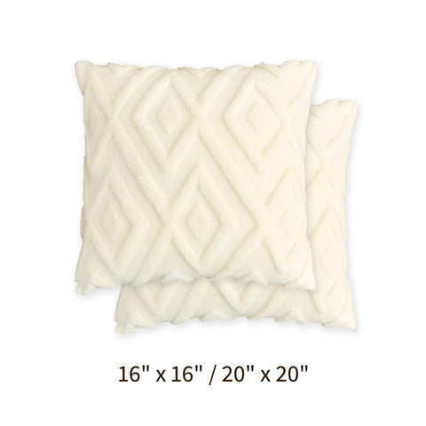 F9 Sonive Kissenbezüge 40x40cm 2er Set Weiche Strickjackard-Kissenhülle Dekorative Zierkissenbezüge Quadratische Dekokissenbezüge für Wohnzimmer Schlafzimmer Sofa Weiß