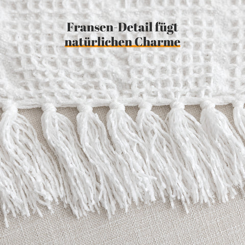 Sonive Kuscheldecke Waffledecke Sofadecke 127x152cm Weiche Warme Wohndecke,Flauschige Tagesdecke, Atmungsaktiv Decke Leicht für das ganze Jahr, Weiß