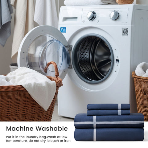 SONIVE Duvet Cover Set Polyester Quilt Cover double Bedding Set With Pillow Cases, Fitted Sheet, Easy Care Hotel Quality Duvets