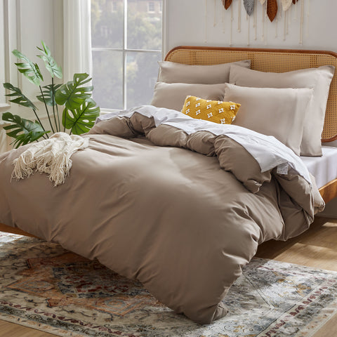 SONIVE Duvet Cover Set Polyester Quilt Cover double Bedding Set With Pillow Cases, Fitted Sheet, Easy Care Hotel Quality Duvets