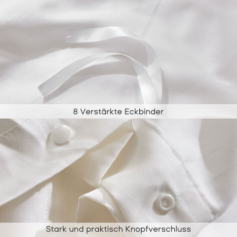 SONIVE Bettwäsche mit Kissenbezügen, Bettbezüge 100% Bio Baumwolle, ÖkoTex Zertifiziert mit Eckbändchen Weich und Bügelfrei, Weiß