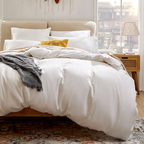 SONIVE Bettwäsche mit Kissenbezügen, Bettbezüge 100% Bio Baumwolle, ÖkoTex Zertifiziert mit Eckbändchen Weich und Bügelfrei, Weiß