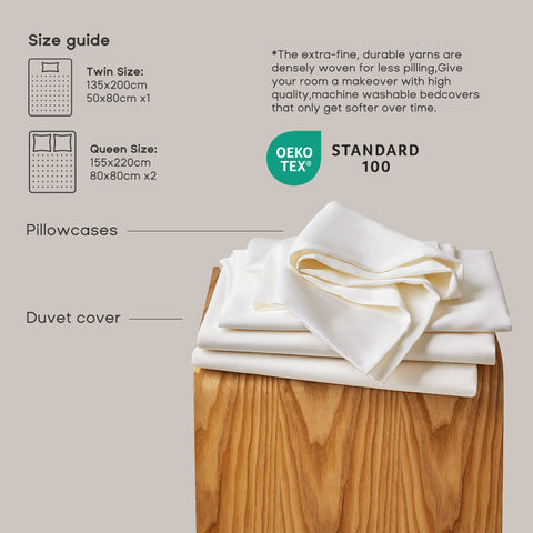 Sonive Ensemble de Housse de Couette en Satin de Coton 400 Fils