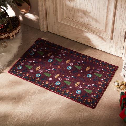 Sonive Christmas Door Mat Indoor, Non-Slip Dirt Trapper Door Mat for Back & Front Door, Carpet Rug Machine Washable Entrance Rug Doormat